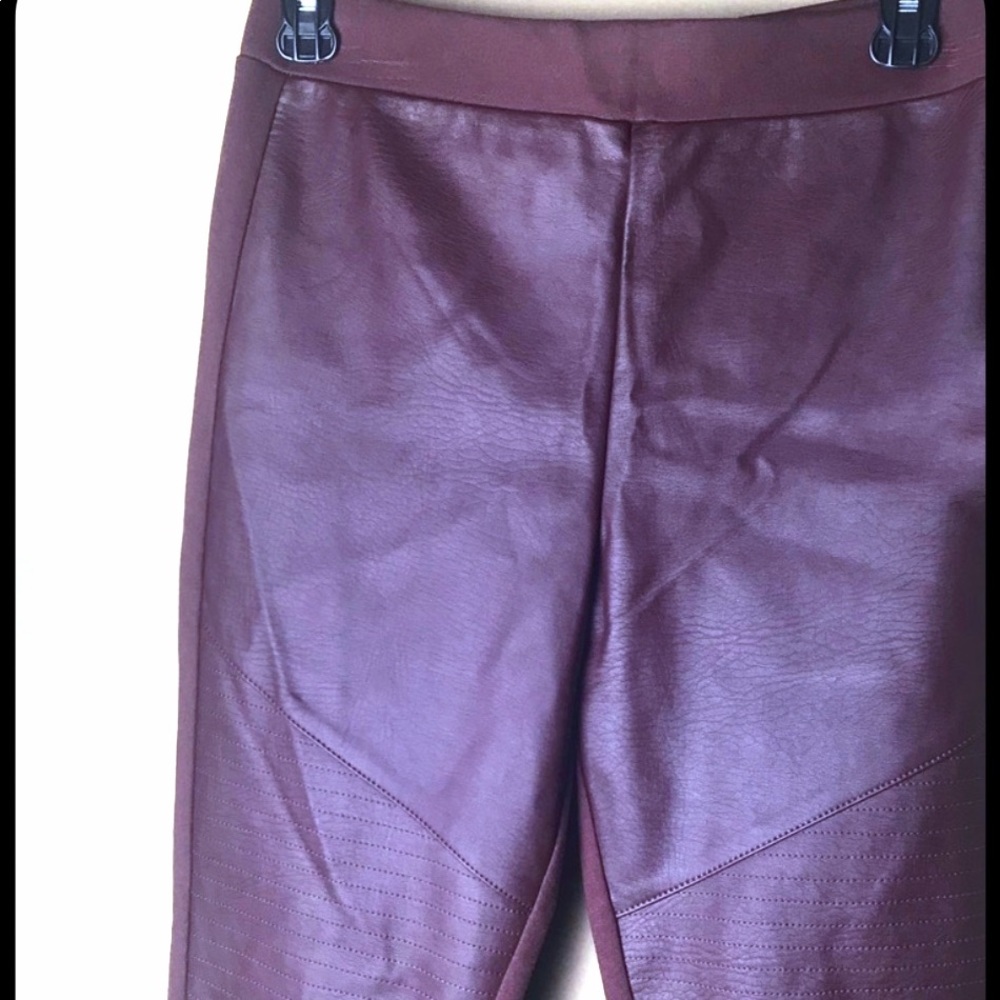 DESIGN LAB VEGAN LEATHER BROWN TIGHTS